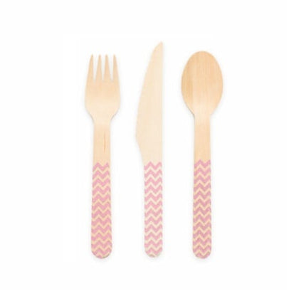 Set di posate in legno rosa chiaro 18 pezzi