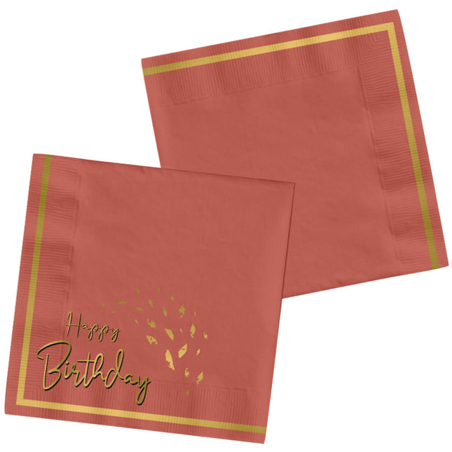 Tovaglioli Buon Compleanno Rosso Oro 33cm 20pz