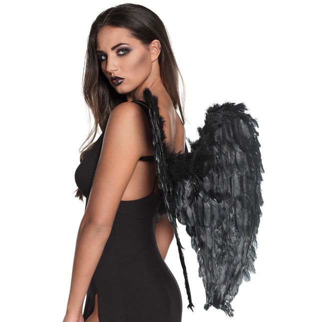 Ali d'angelo piume nere 65 cm