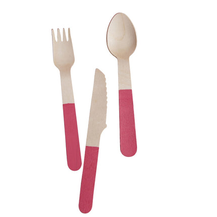 Posate rosa in legno 18 pezzi