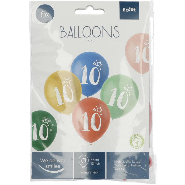 Palloncini 10 anni colorati 33cm 6pz