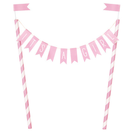 Cake topper It's A Girl rosa 5 cm