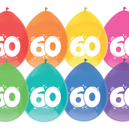 Palloncini 60 anni colorati 30cm 8pz