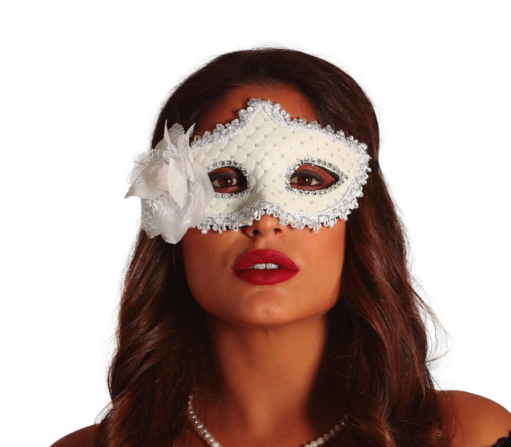 Maschera a fiori bianca