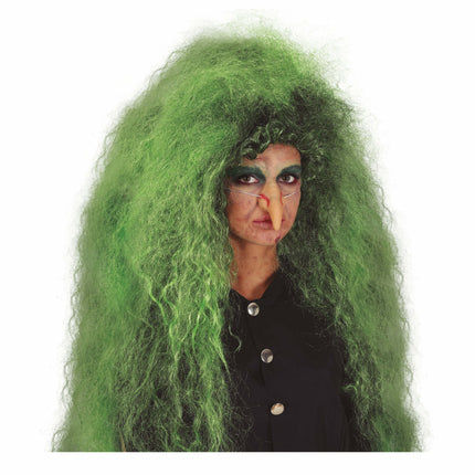 Parrucca nera verde capelli lunghi