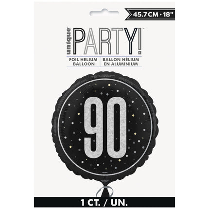 Palloncino ad elio 90 anni nero vuoto 45 cm