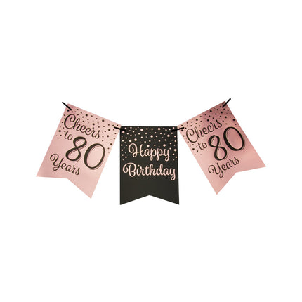 Striscione 80 anni rosa nero 6m
