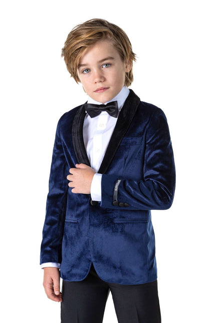 Blazer ragazzo in velluto blu scuro <tc>OppoSuits</tc>