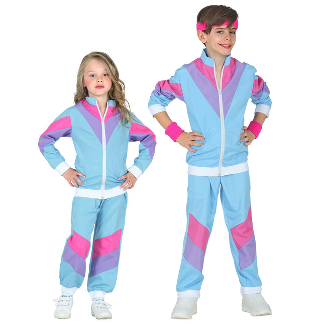 Neon 80S Tuta da ginnastica Fault Blu Bambino