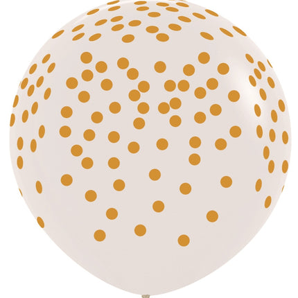 Palloncini Coriandoli Stampa Oro Trasparenti 91cm 2 pezzi