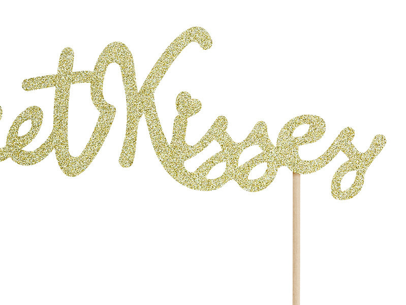 Cake topper Sweet Kisses Gold 16cm