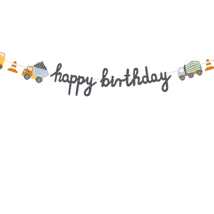 Lettera di Buon Compleanno Ghirlanda Veicoli da Costruzione 2m