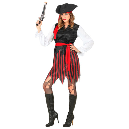 Abito da pirata rosso bianco nero da donna
