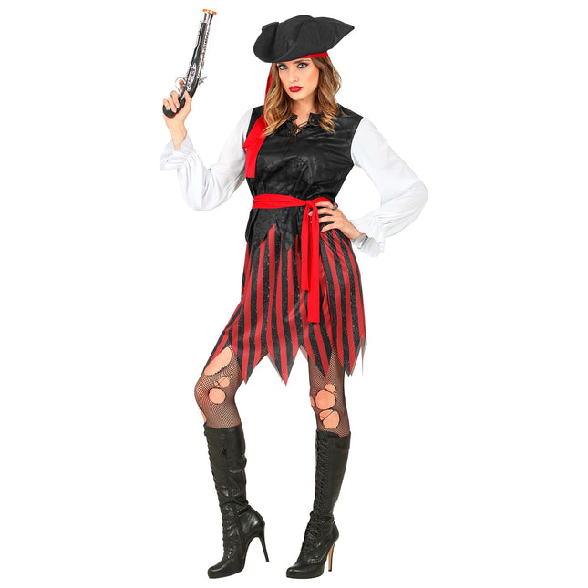 Abito da pirata rosso bianco nero da donna