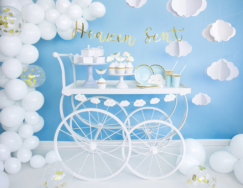 Cannucce di carta azzurro bianco 19,5 cm 10 pezzi