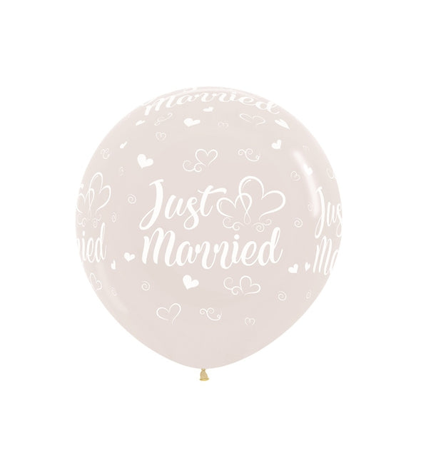 Palloncini Just Married Hearts Crystal Clear 61cm 3pcs