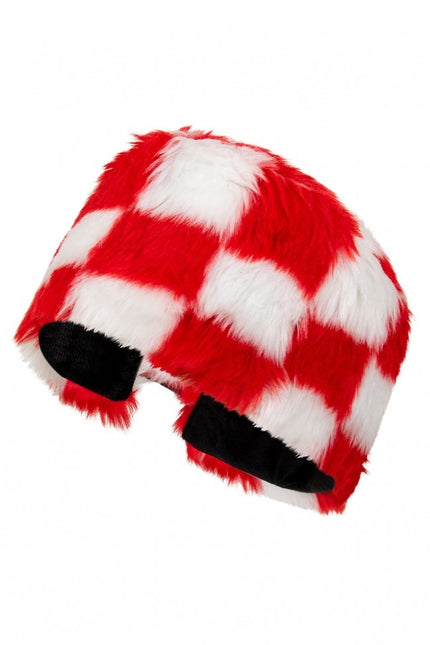 Cappello di pelliccia Rosso Bianco Bloccato