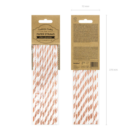 Cannucce di carta a righe oro rosa 19,5 cm 10 pezzi