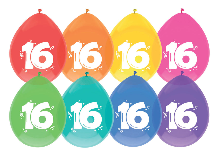 Palloncini 16 anni colorati 30cm 8pz