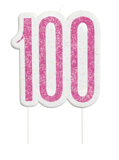 Candela 100 Years Glitter Pink 9cm