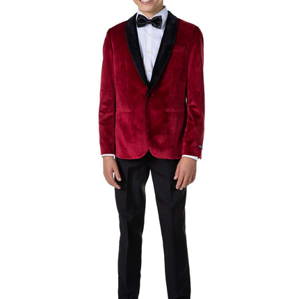 Blazer in velluto rosso bordeaux da ragazzo <tc>OppoSuits</tc>
