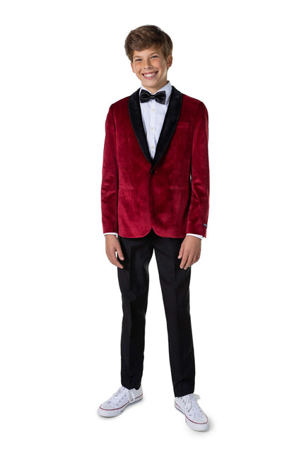 Blazer in velluto rosso bordeaux da ragazzo <tc>OppoSuits</tc>