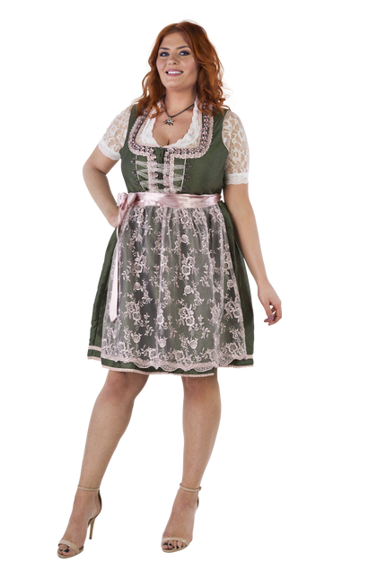 Bianco Verde Abito Dirndl Oktoberfest Donna 2 Pezzi