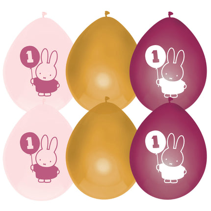 Palloncini Miffy 1 Anno Rosa 30cm 5pz