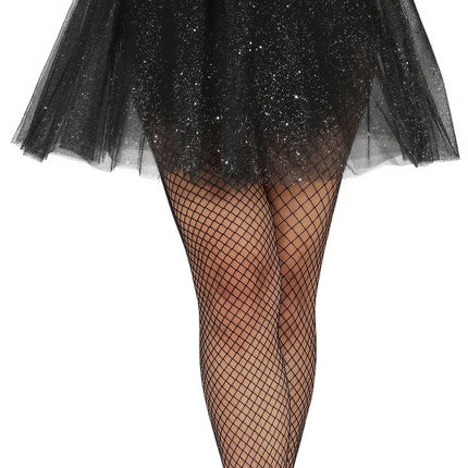 Tutù nero da donna con glitter 40 cm