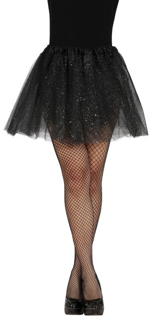 Tutù nero da donna con glitter 40 cm