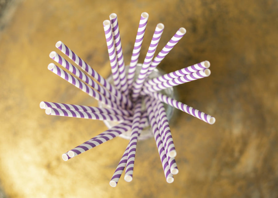 Cannucce di carta a strisce viola 19,7 cm 20 pezzi