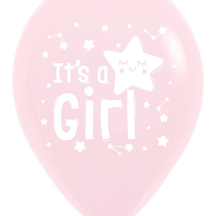 Palloncini It's a Girl Star Pastello Rosa Opaco 30cm 25pz