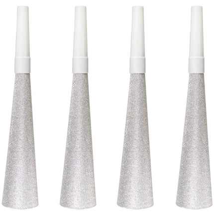 Corna da festa Argento 19cm 4pz