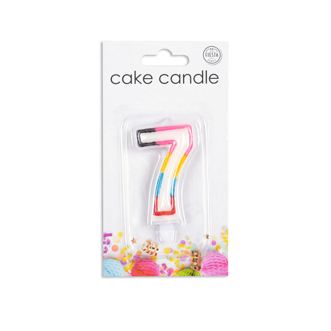 Candela 7 anni colorata 7 cm