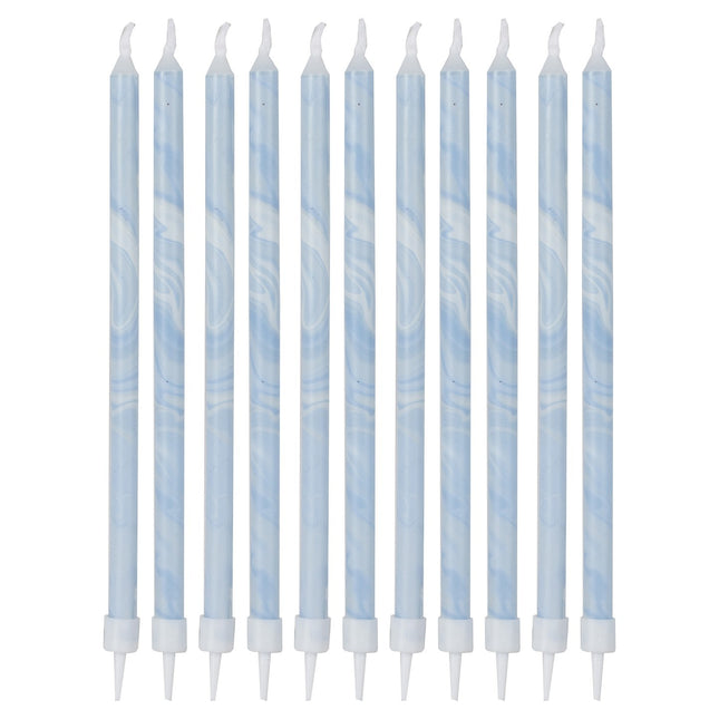 Candele blu in marmo 18cm 12pz