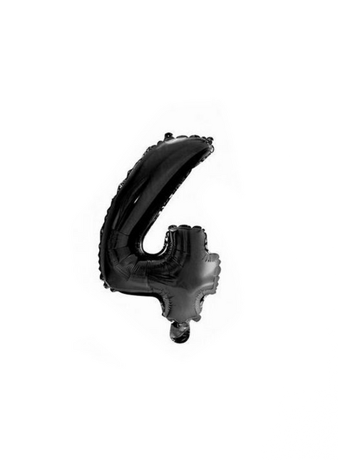 Palloncino in foil Figura 4 Nero 41cm con cannuccia