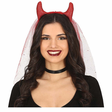 Cerchietto rosso Devil con velo