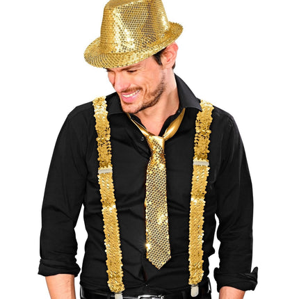 Bretelle con paillettes oro