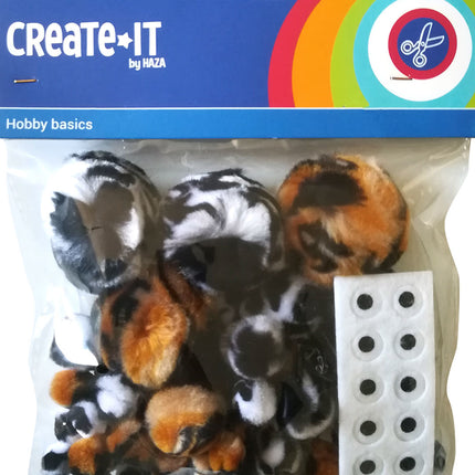 Pompom Animali Mix + Occhi 75pz