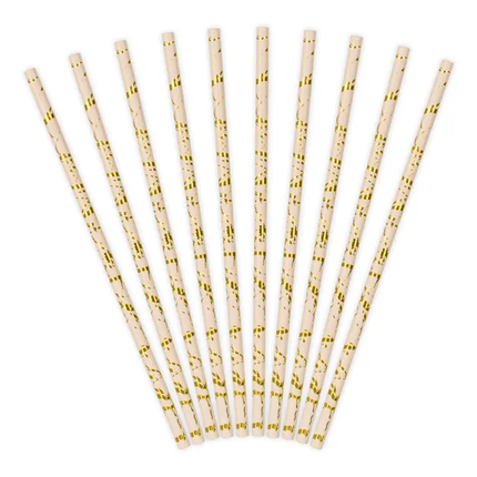 Cannucce di carta oro rosa 19,5 cm 10 pezzi