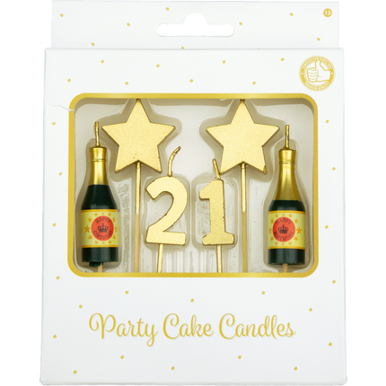 Candele 21 anni Champagne 17,5 cm