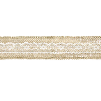 Nastro di iuta in pizzo bianco 5cm 5m