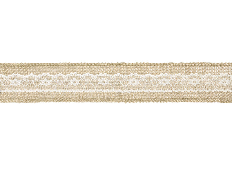 Nastro di iuta in pizzo bianco 5cm 5m
