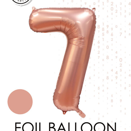Palloncino con figura in oro rosa 7 anni lucido 86 cm