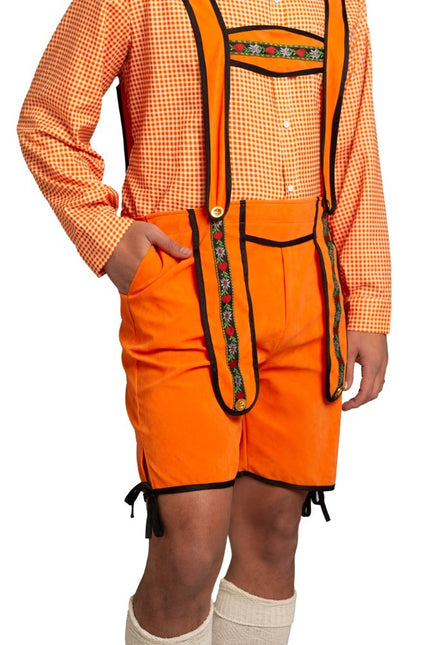 Pantaloncini arancioni Lederhosen da uomo Johann