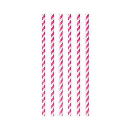 Cannucce di carta a righe fucsia 19,7 cm 20 pezzi