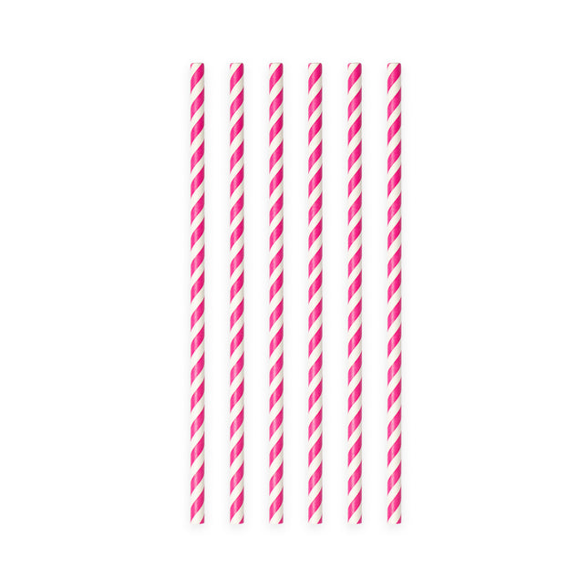Cannucce di carta a righe fucsia 19,7 cm 20 pezzi