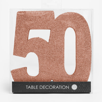 Decorazione da tavolo in oro rosa Figura 50 Glitter 20,5 cm