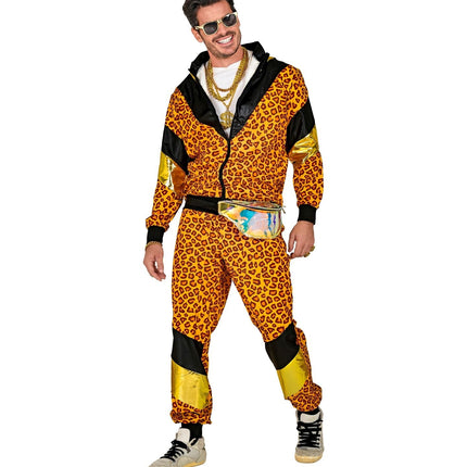 Tuta da ginnastica Neon 80S con stampa leopardata difettosa