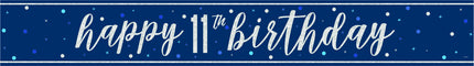 Striscione Buon Compleanno Blu 11 Anni 2,74m
